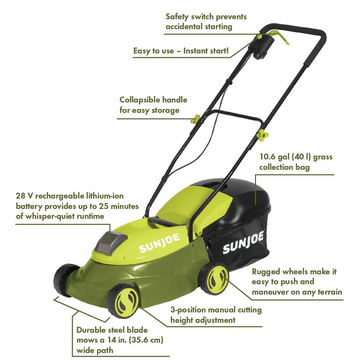 Sun Joe MJ401C Cordless Lawn Mower | 14 inch · 28V | MJ401C