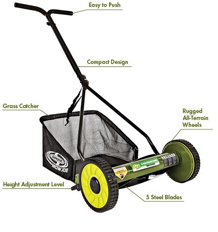 Sun Joe 16-Inch Manual Reel Mower with Catcher | MJ500M